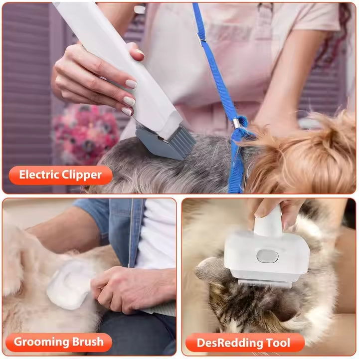 Professional 7-In-1 Pro Pet Grooming Kit Low Noise Pet Cleaning Vacuum Clipper | GoFitLife™