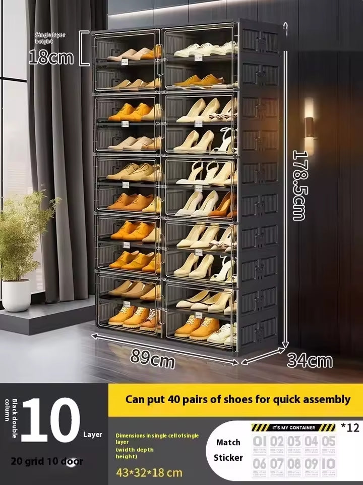 Modern Rack Show - Folding Hard Plastic Cabinets Shoes Storage | GoFitLife™